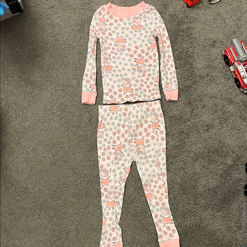 Peppa Pig Kids Pajama Set - Pink and White Pattern